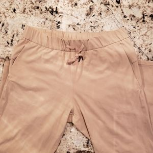 Beige soft drawstring capri pants